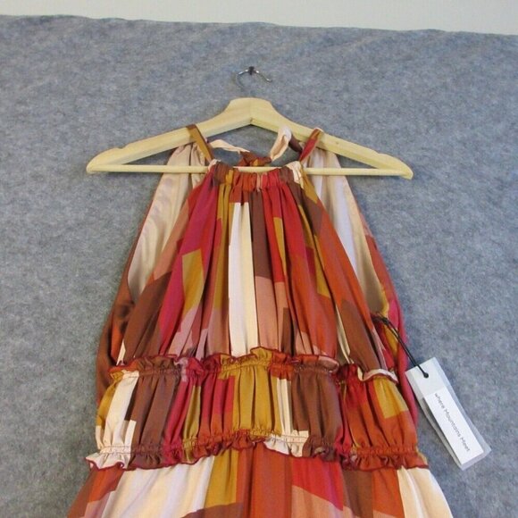 Where Mountains Meet Midi Dress Open Back S Silk Asymmetric Red Art To Wear 212 - Picture 2 of 13